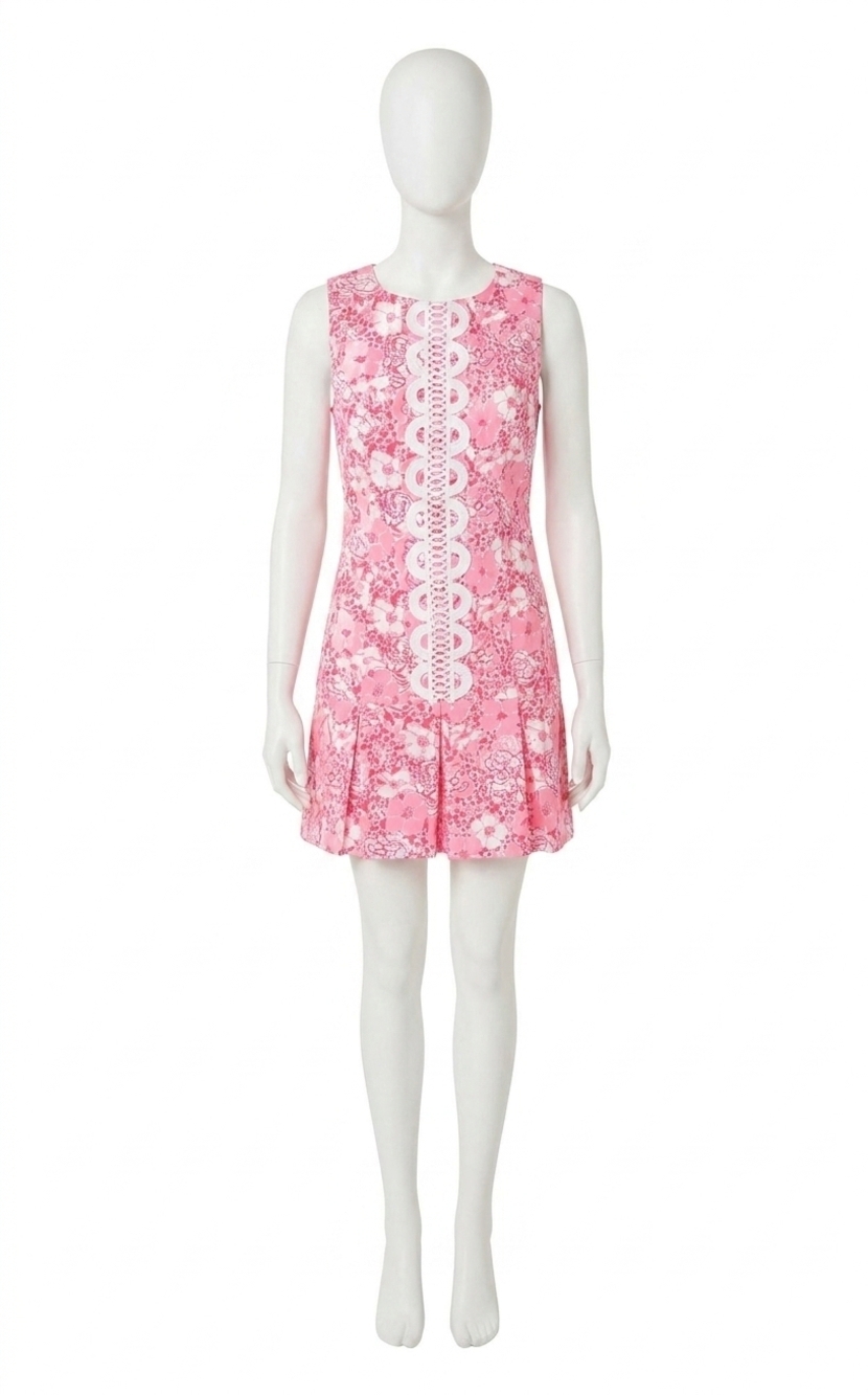 NEW LILLY PULITZER shaina skirted shift romper in conch shell pink burst of joy